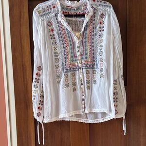 Johnny Was Multicolor Embroidered Blouse